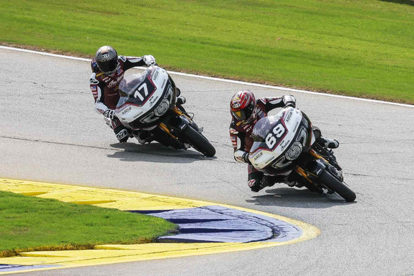 Hayden Gillim (#69) leading Troy Herfoss (#17) in race action at Road Atlanta