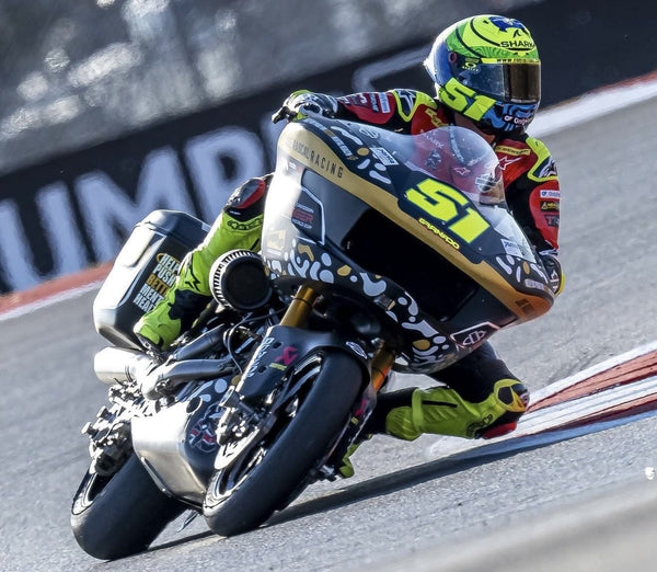Eric Granado (#51) aboard his Joe Rascal Racing Harley-Davidson during FP2 at Silverstone Circuit, England