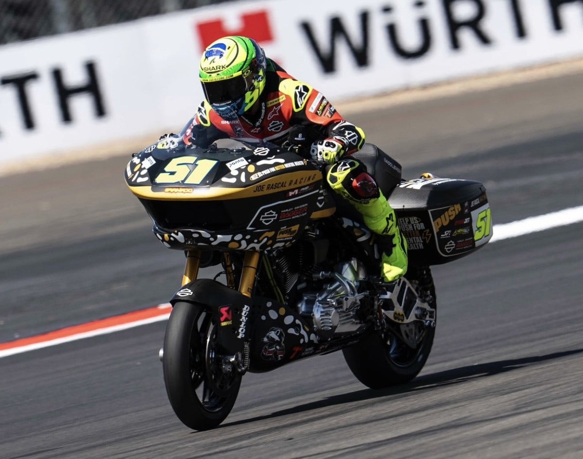 Eric Granado #51 on his Joe Rascal Racing Harley-Davidson at Silverstone Circuit during FIM Bagger World Cup FP1
