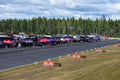 Corey Alexander on his ARCH Motorcycle Racing machine crossing the finish line at Ridge Motorsports Park during MotoAmerica Mission Super Hooligan Race One