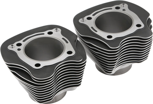 Harddrive M8 Cylinders - 124 Black W/Machined Fins PR