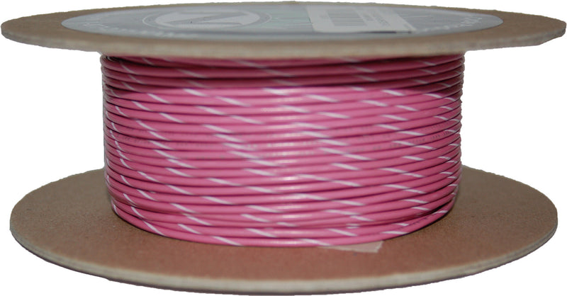 NAMZ Custom Cycle 100-Foot OEM Color Wire Spools - (pink/White Stripe)