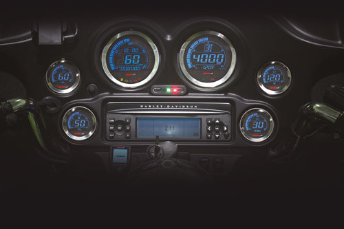 Koso Digital Harley Gauge Cluster - Silver Bezel 2004-2013 Flht AND Fltr