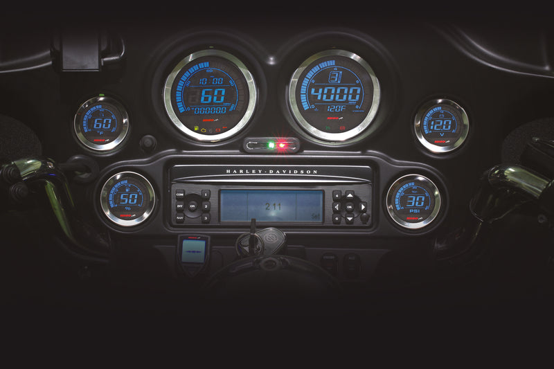 Koso Digital Harley Gauge Cluster - Silver Bezel 2004-2013 Flht AND Fltr