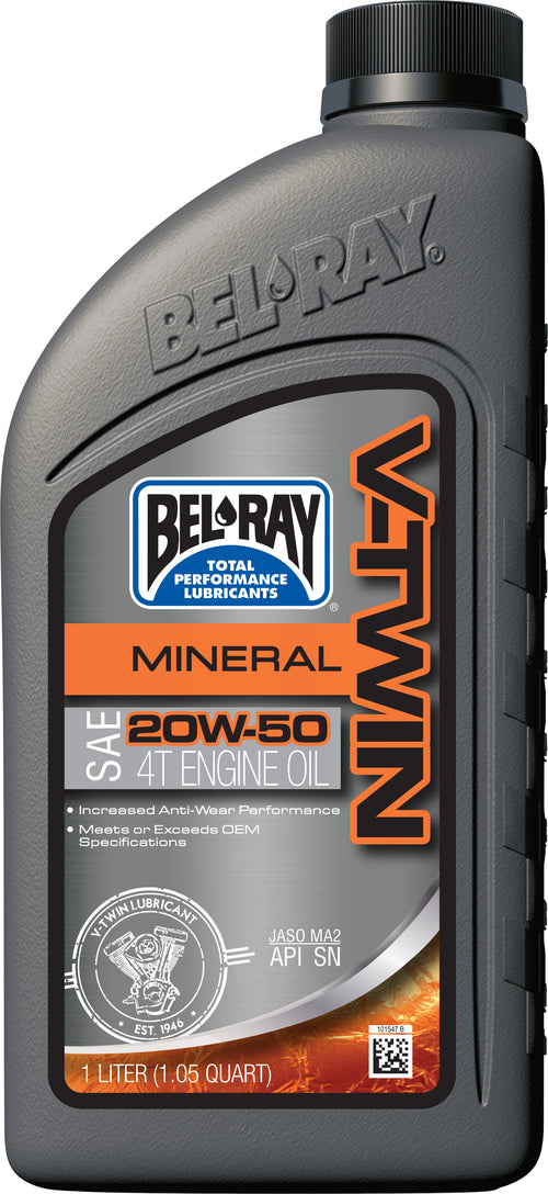 Bel-Ray V-Twin Mineral Engine Oil - 20w50 1l (12/Case Sold Ea)