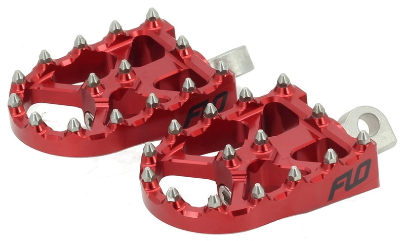 Flo Motorsports BMX Style Footpegs - Foot Pegs RED