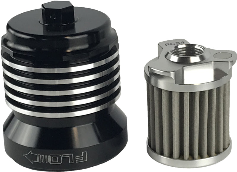 Pcracing Flo Stainless Steel Oil Filter - Reusuable OIL Filter Black/Polished F…