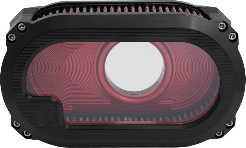 Kens Factory Next Level M8 Air Cleaner w/Glass - Black W/RED
