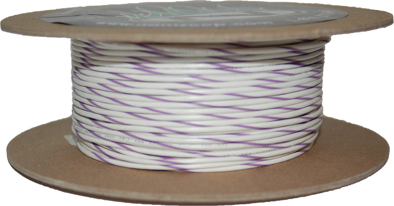 NAMZ Custom Cycle 100-Foot OEM Color Wire Spools - #18-Gauge White/Violet Strip…
