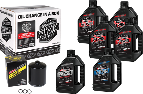 Maxima V-Twin Oil Change Kit - SYN OIL Change KIT TC Black Filter