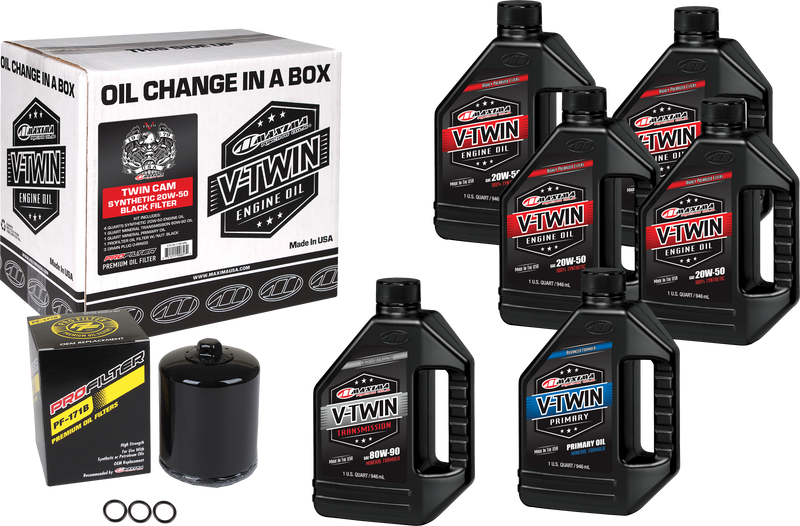 Maxima V-Twin Oil Change Kit - SYN OIL Change KIT TC Black Filter