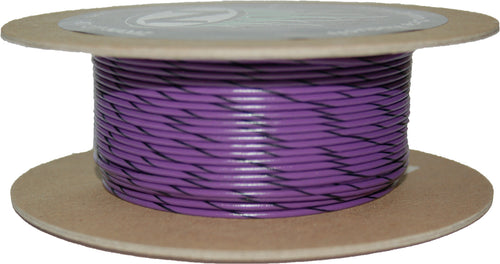 NAMZ Custom Cycle 100-Foot OEM Color Wire Spools - #18-Gauge Violet/Black Strip…