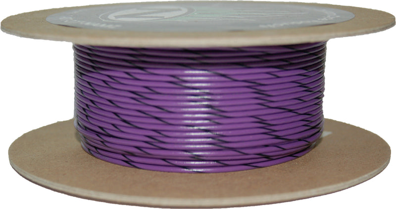 NAMZ Custom Cycle 100-Foot OEM Color Wire Spools - #18-Gauge Violet/Black Strip…