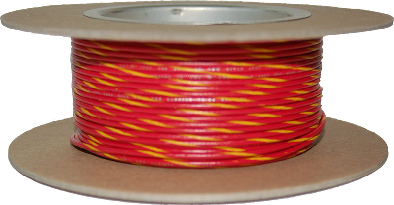 NAMZ Custom Cycle 100-Foot OEM Color Wire Spools - (red/Yellow Stripe)