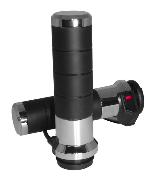 Koso Titan-X Heated Grips - Chrome Electric Throttle