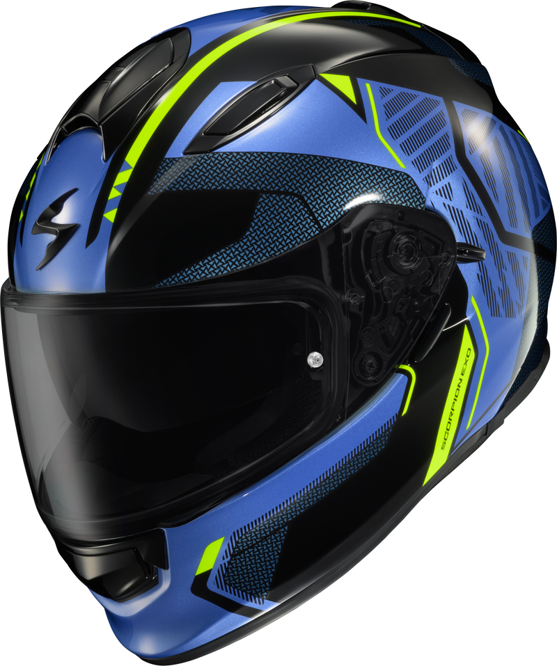 Scorpion EXO Ryzer Full-Face Helmet - Switch Blue/HI-VIZ SM