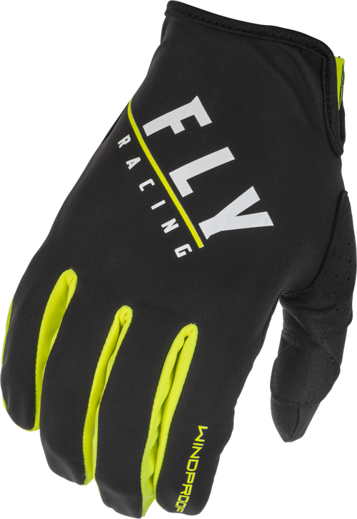 Fly Racing Windproof Lite Gloves - Black/HI-VIS SZ 08