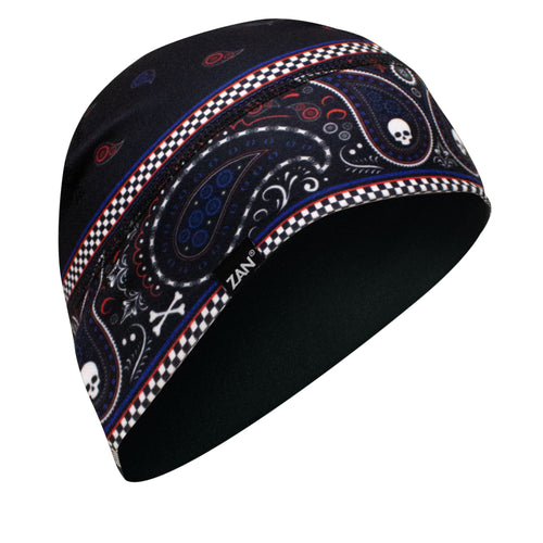 Zan Sportflex Helmet Liner/Beanie - RED/WHT/Blue Classic Bandanna