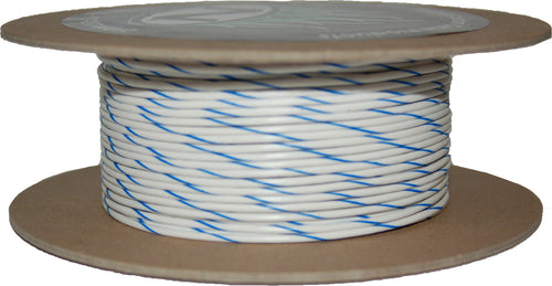 NAMZ Custom Cycle 100-Foot OEM Color Wire Spools - #18-Gauge White/Blue Stripe…