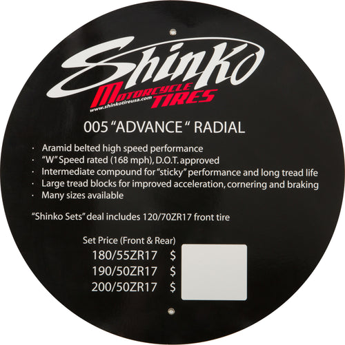 Shinko Tire Stand Insert - Display Sign 005 Advance