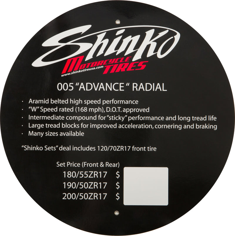 Shinko Tire Stand Insert - Display Sign 005 Advance