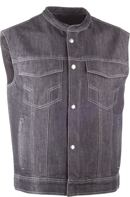 Highway 21 Iron Sights Club Collar Denim Vest - Black LG