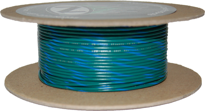 NAMZ Custom Cycle 100-Foot OEM Color Wire Spools - (green/Blue Stripe)