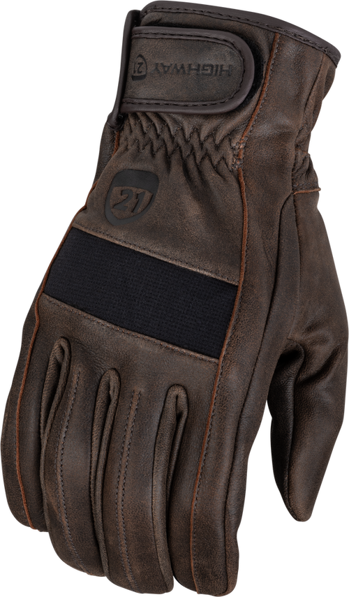 Highway 21 Jab Full Leather Gloves - Brown 3XL - Harley & Indian V-Twin