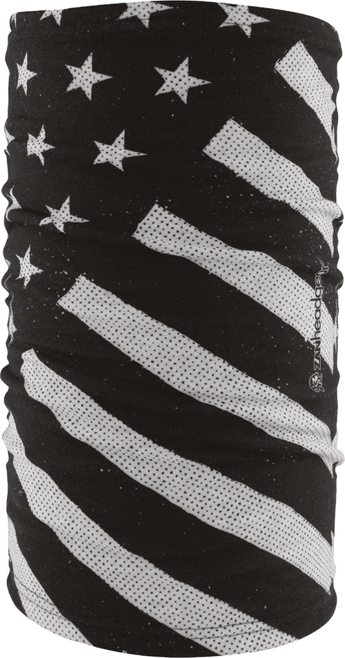 Zan Fleece Lined Motley Tube - Black & White Flag