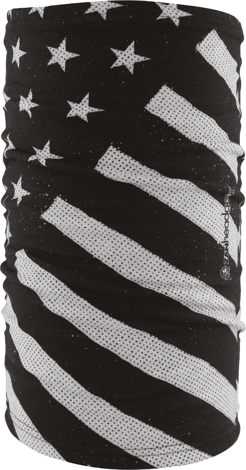 Zan Fleece Lined Motley Tube - Black & White Flag