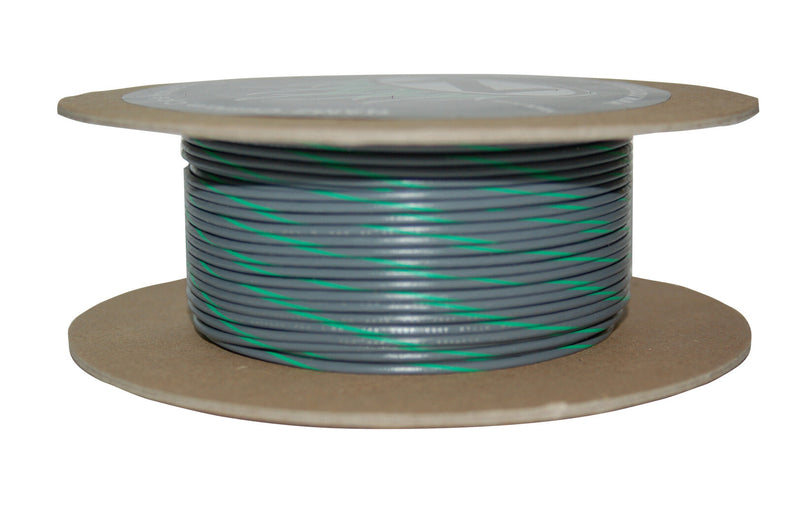 NAMZ Custom Cycle 100-Foot OEM Color Wire Spools - #18-Gauge Grey/Green Stripe…