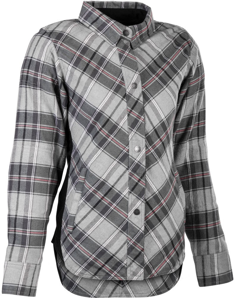Highway 21 Rogue Flannel Pink/Grey XS Riding Shirt - Women's Harley & Indian V-Twin