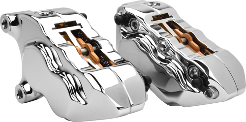 Hawg Halters Inc 4 Piston Caliper Kit - Pist Front Dual Caliper KIT Chrome W/ 1…