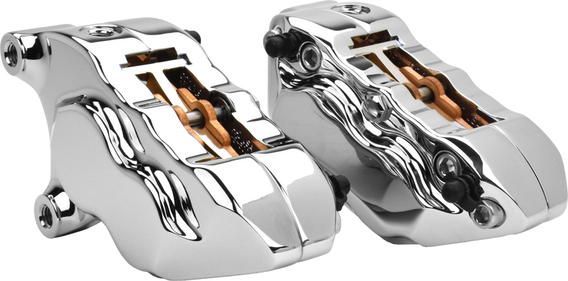 Hawg Halters Inc 4 Piston Caliper Kit - Pist Front Dual Caliper KIT Chrome W/ 1…