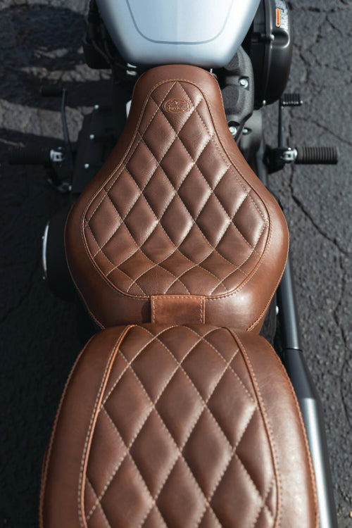 Mustang Motorcycle Solo with Driver Backrest Diamond — 2018-2021 Harley-Davidson