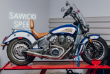 Sawicki Long Exhaust - Mid-Length Brushed Stainless with Black End Cap - Indian Scout