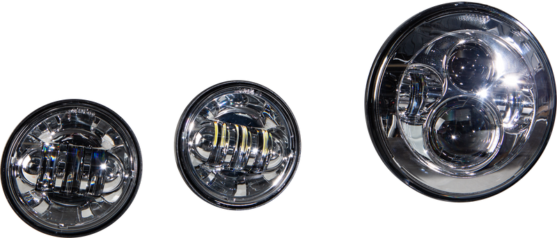 Harddrive LED Headlight/Passing Lamp Set - Chrome