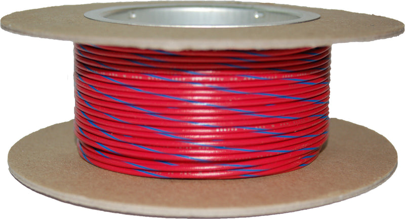 NAMZ Custom Cycle 100-Foot OEM Color Wire Spools - #18-Gauge RED/Blue Stripe 10…