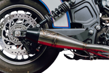 Sawicki Long Exhaust - Mid-Length Brushed Stainless with Black End Cap - Indian Scout