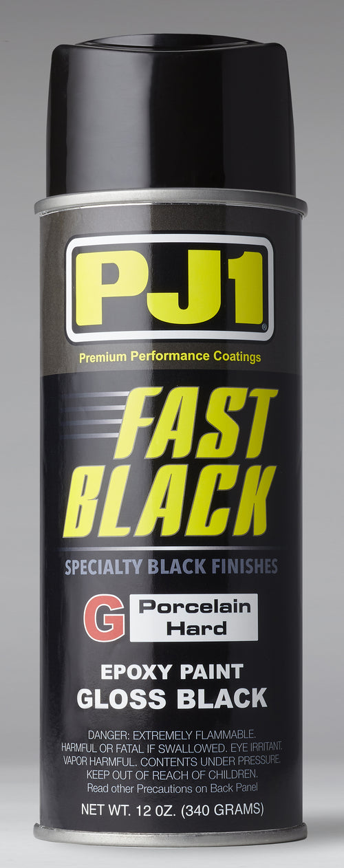 PJ1 11oz Aerosol Fast Black Paint - Epoxy Porcelain Gloss Black 12oz