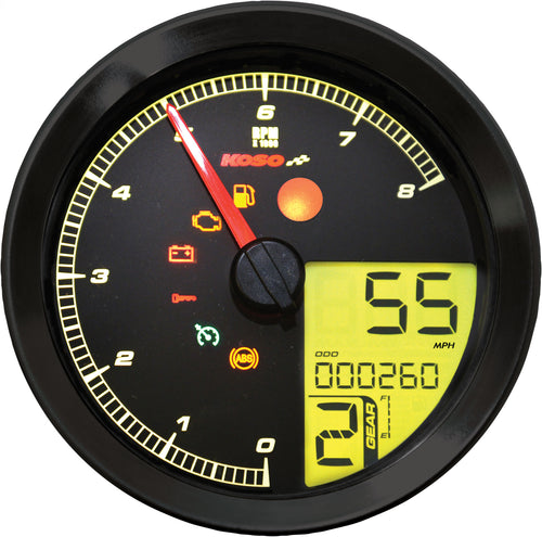 Koso LCD Color Change Speedo and Tachometer - / Tach BLK Bezel LCD Color Change…