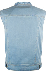 Highway 21 Iron Sights Club Collar Denim Vest Blue Small - Harley & Indian V-Twin