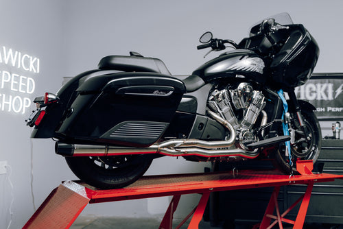 Sawicki Indian Challenger Full Length Exhaust - Brushed SS W/ BLK END CAP