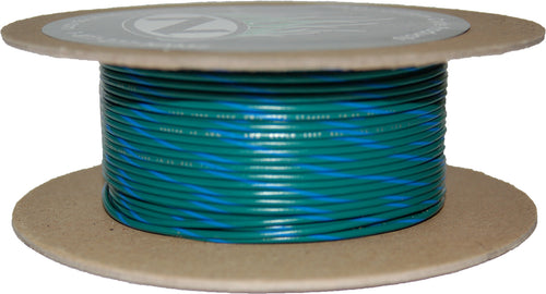 NAMZ Custom Cycle 100-Foot OEM Color Wire Spools - #18-Gauge Green/Blue Stripe…