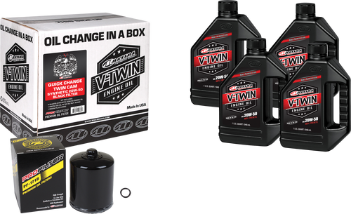 Maxima V-Twin Quick Change Oil Filter Kit - SYN OIL Change KIT TC Black Filter