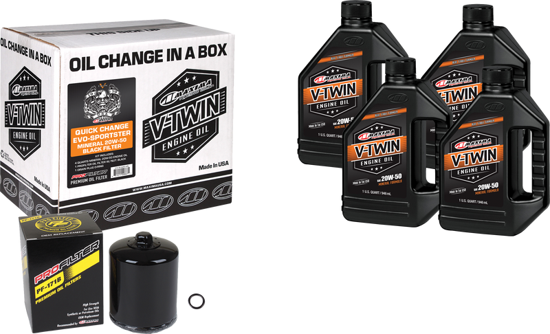 Maxima V-Twin Quick Change Oil Filter Kit - EVO Mineral Black Filter
