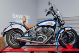 Sawicki Long Cannon Exhaust - Mid-Length Brushed Stainless - Indian Scout