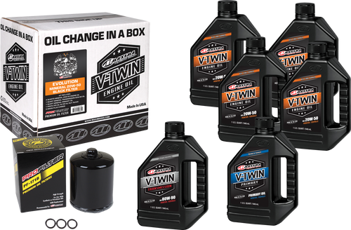 Maxima V-Twin Oil Change Kit - Mineral EVO Black Filter