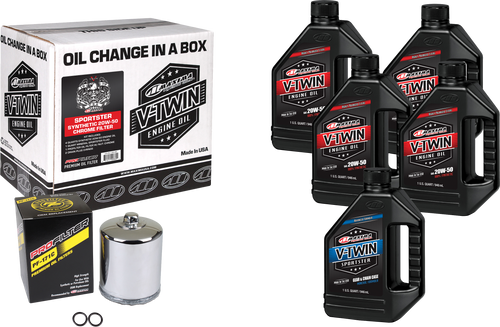 Maxima V-Twin Oil Change Kit - SYN OIL Change KIT XL Chrome Filter