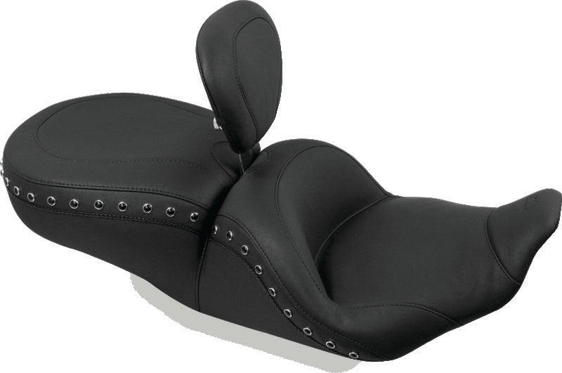 Mustang Motorcycle 1 Piece with Driver Backrest Black Pearls — 1997-2007 Harley-Davidson